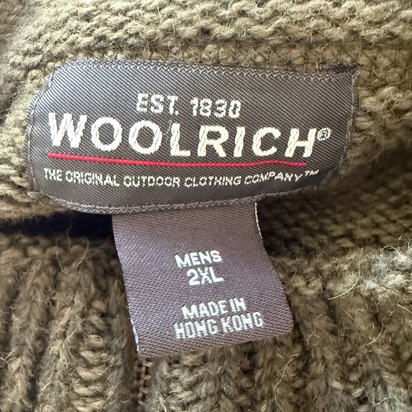 Woolrich Men's Olive Green 1/4 Zip Sweater Wool Blend Classic Knit 2XL - Picture 6 of 6